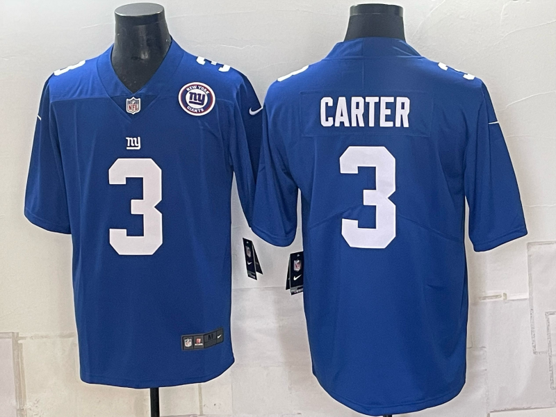 Men New York Giants #3 Carter blue Nike 2026 NFL Game Jersey 0931005